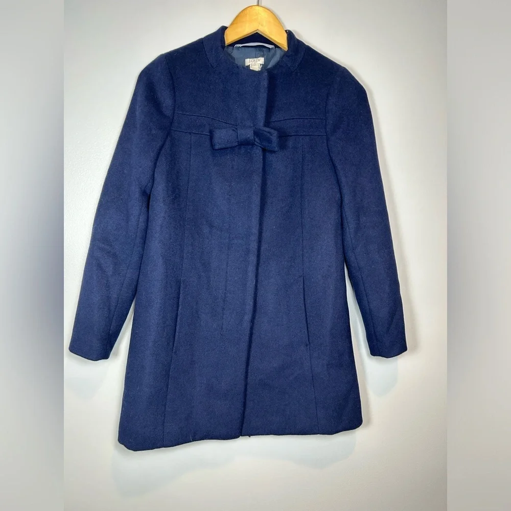 J. Crew Classic Navy Wool-blend Bow-front coat - Picture 9 of 11